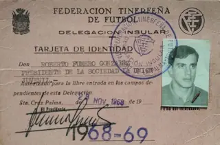 Tarjeta de identidad federativa de la temporada 1968-69.